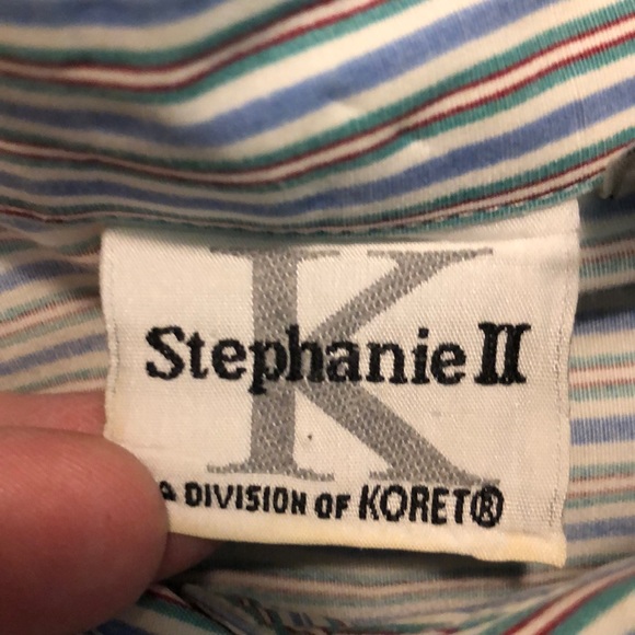 KORET StephanieIISize 2X  Striped Embroidered ButtonDown NoWrinkle Preppy Career - Picture 11 of 16